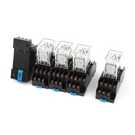 sourcing map HH54PL Bobine 24V DC 4PDT 14broche sur rail DIN 35mm Relais puissance électromagnétique 5pcs