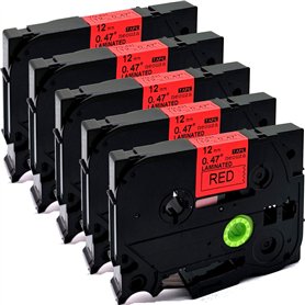 Lot de 5 cartouches de ruban adhésif plastifié compatible avec Brother P-Touch Tze Tz - 12 mm x 8 m - Par ACD.auto TZe-431 Black