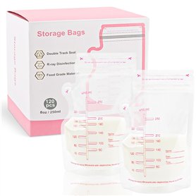 YARVPUV 120 Pièces Sachets Conservation Lait Maternel 250ml Sac Congélation Lait Maternel Double Fermeture Étanche Sac Lait Mate
