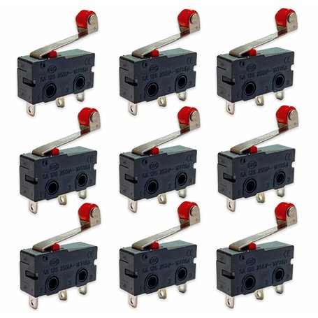 Lot de 10 micro-interrupteurs de fin de course avec levier à rouleau - Bouton de fermeture - Interrupteur de porte - Fenêtre - A