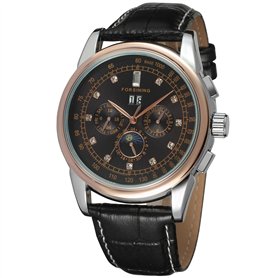 Forsining pour homme Haut de gamme automatique de phase de lune Bracelet cuir analogique Collection montre bracelet Fsg319 m3t6