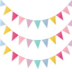 Lot de 3 guirlandes de fanions pour extérieur