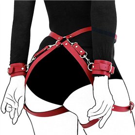 Bracelet en Cuir réglable Rouge pour Cosplay