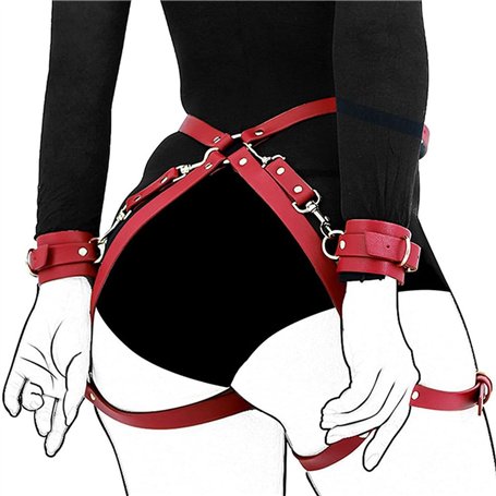 Bracelet en Cuir réglable Rouge pour Cosplay