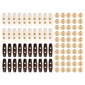 HDGSAFD 40 Boutons À Deux Trous Et 50 Perles en Bois