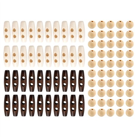 HDGSAFD 40 Boutons À Deux Trous Et 50 Perles en Bois