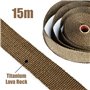 15M*50mm Ruban Isolant Thermique en Titanium Magma + 15 Attaches de Câble en Acier Inoxydable de Noir pour Tuyeau Collecteur Ech