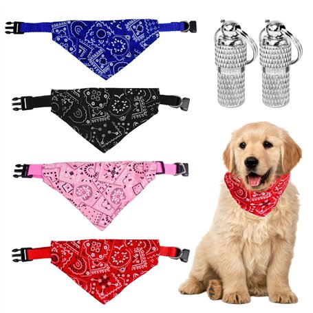 Lot de 4 écharpes pour animaux de compagnie avec 2 pendentifs à message