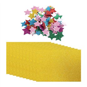 CHROMACRAFT 10 Feuilles De Carton Pailleté Et Patchs Étoiles À Cinq Branches
