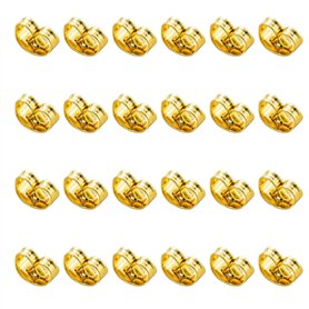 Lot de 24 bouchons d'oreilles en métal doré pour boucles d'oreilles - Pièces de rechange pour boucles d'oreilles - Design papill