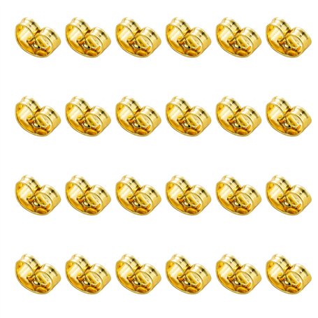 Lot de 24 bouchons d'oreilles en métal doré pour boucles d'oreilles - Pièces de rechange pour boucles d'oreilles - Design papill