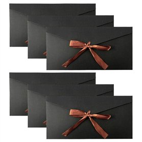 Lot de 6 enveloppes à ruban noir en papier kraft