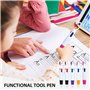 Lot de 8 Stylos à Bille Multicolores 4 en 1 - Multifonction Avec Porte-clé et Outils