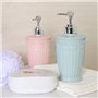 Distributeurs de Savon Moussant Rechargeable Pompe à Savon pour Voyag Style Européen 400ml - Fond carré rose