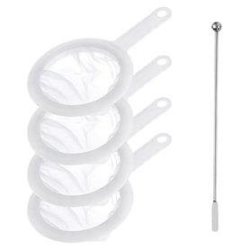 MytaYt 4 Pièces Filtre Alimentaire 80/100/200/400 Mesh Tamis de Cuisine Passoire à Mailles Fines Filtre à Mailles Fines avec Poi
