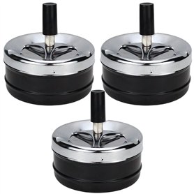 ZDNT 3PCS Cendrier pivotant en chrome Cendrier Tournant Cendrier à vent Cendrier avec Poussoir Cendrier Coupe-vent pour intérieu