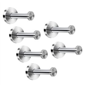 Jzhen 6 Pcs Patère Murale INOX Crochets Porte Manteau