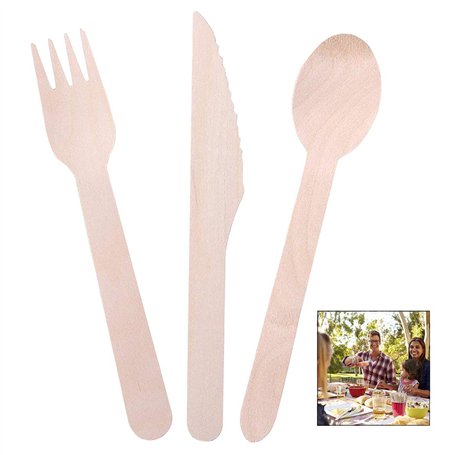 iPobie 100 Pièce Couverts en Bois Jetables