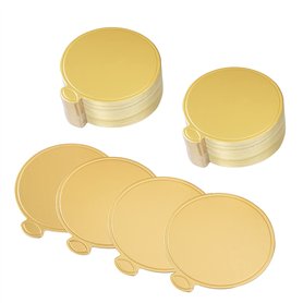 MengH-SHOP Planches à Gâteaux à la Mousse Supports à Gâteau Rond en Carton Doré Jetable Plateau de Desserts Assiettes en Papier