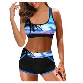 SANFASHION Été Maillots de Bain Femme Classique Vintage Point d'onde Rétro Bikinis 2 Pièces Amincissante Plage (L