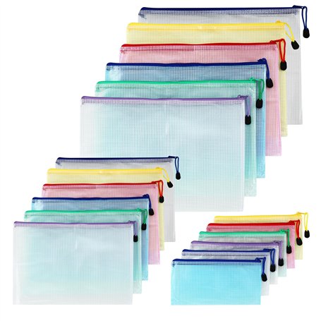 18 pièces Pochette Plastique Zippée A4+A5+A6
