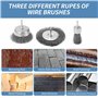 BUCOMTU 12 pièces de Brosse Métallique pour Perceuse, 6mm Brosse Métallique Perceuse avec tige hexagonale, pour enlever la rouil