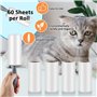Rouleau Poils Animaux, Vexillic Rouleau à Peluches Inclure 12 Rouleaux Feuilles adhésives en Diagonale 2 Seule Poignée pour Chev