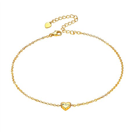 Silvora Bracelet Maille de Cheville Or Jaune Chaine Femme Argent 925 Pied Pendentif Coeur Graver Bracelet Maille de Cheville Fil