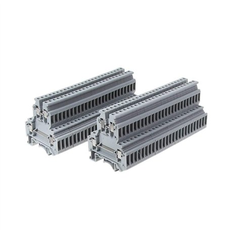 BIlinli 50 Pcs UKK3 Rail DIN Double Niveau Bornier Terminal 500V 25A 28-12AWG Gris pour La Maison Électroménager Circuits Électr