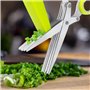 Relota Ciseaux à Herbes, Ciseau de Cuisine à 5 Lames en Acier Inoxydable avec Couvercle de Sécurité pour Hacher Herbes Aromatiqu