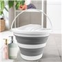 Maxentico Bassine Pliable(Gris), Seau Lavage Voiture 10L pour Le Nettoyage Domestique, Portable Camping Plastique Sceaux, Retrac