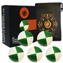Cascade Juggling Lot de 5 balles de jonglage Pro Thud 115 g – Vert et blanc avec sac de transport – Idéal pour les débutants et