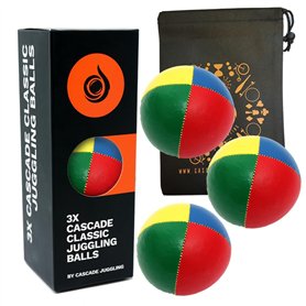 Lot de 3 balles de jonglage Pro Cascade Classic 115 g – Balles de jonglage Thud et sac – Multicolore