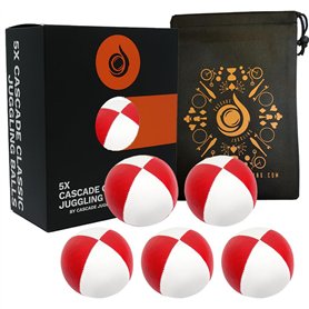 Pro Cascade Lot de 5 balles de jonglage classiques avec sac Rouge/blanc 115 g