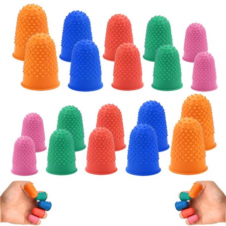 OTTYMO 20 Pcs Doigtier Caoutchouc Protège Doigt Protecteur Doigt 5 Tailles Protection Bout de Doigt Anti-dérapant Dés à Coudre P