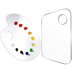 2 PCS Palette Acrylique Transparente Palette Peinture Acrylique Trou Palette Transparente Peinture Palette Peinture Ovale Palett