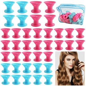 GIRAFEDA 60 Pcs Bigoudis Magiques en Silicone sans Chaleur Bigoudis Cheveux Rouleau Cheveux Rouleaux Coiffure + Sac de Rangement