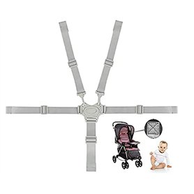 FIGFYOU Ceinture De Sécurité De Siège D'enfant 5 Points Gris Harnais Cinq Points Sangle de Poussette Ceinture De Harnais De Bébé