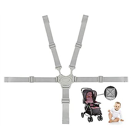 FIGFYOU Ceinture De Sécurité De Siège D'enfant 5 Points Gris Harnais Cinq Points Sangle de Poussette Ceinture De Harnais De Bébé