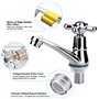 FIGFYOU Robinet Lavabo Salle de Bain en Métal, Mitigeur Lave Main G1/2 à Poignée Croisée, Robinet Eau Froide Uniquement avec Fil