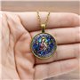 Collier avec pendentif en forme de dôme en verre Vierge Marie et enfant Jésus Christ, Zinc