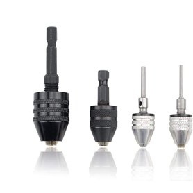 TOVOT 4 Pieces Keyless Mandrin à foret Adaptateur à changement rapide pour perceuse avec tige hexagonale 1/4" tige ronde 1/8" 1/
