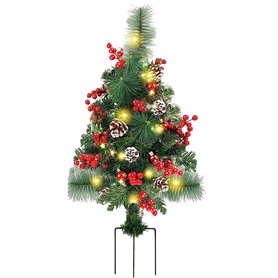 Lumières de chemin de sapin de Noël | Lumières colorées sur piquet de sapin de Noël alimentées par piles avec 20 LED | Lumière d
