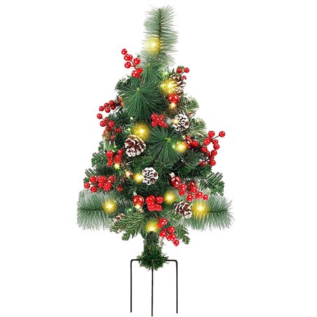 Lumières de chemin de sapin de Noël | Lumières colorées sur piquet de sapin de Noël alimentées par piles avec 20 LED | Lumière d