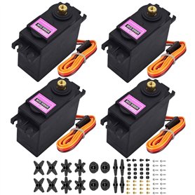 HTLNUZD Lot de 4 servomoteurs numériques MG996 analogiques 55 g à engrenage métallique