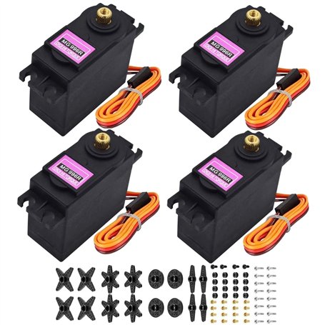 HTLNUZD Lot de 4 servomoteurs numériques MG996 analogiques 55 g à engrenage métallique