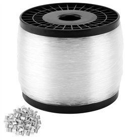 HEIHAK Fil de pêche en nylon transparent solide avec 200 boucles à sertir en aluminium pour accrocher des photos et des travaux
