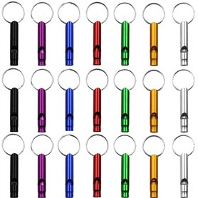 DOULEIN Sifflets de Survie d'urgence avec Porte-clés ，21 Pièces Aluminium Sifflet de Survie de Sécurité Sifflet Enfant pour Le S