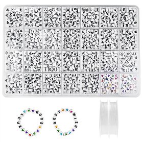 Newpop 1400Pcs Perles Lettres Alphabet et Colorée 7 X 4 mm