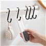 Relota 15 pièces Crochets en S, Crochet S Plats Noir avec Boucle de Sécurité Crochet Aluminium, Crochets de Suspension Métalliqu